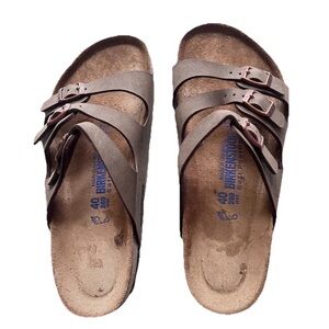 Birkenstock | Women's Florida Soft Footbed Sandals Size 40 Brown Straps Buckle